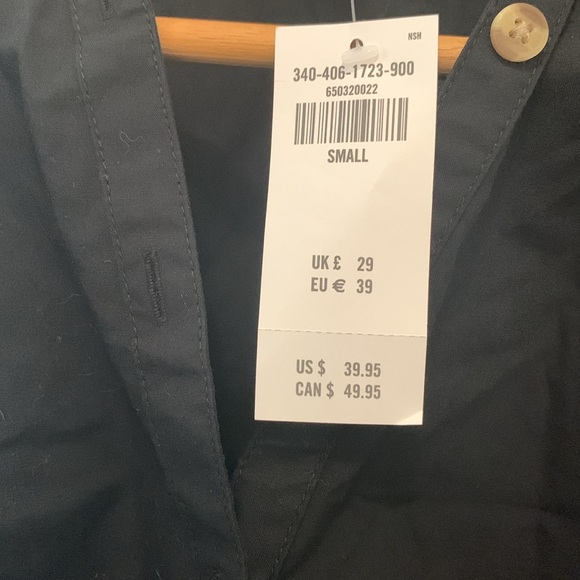 Brand New Poplin crop wrap cotton shirt with waist tie - set of 2 black white S - Picture 5 of 7